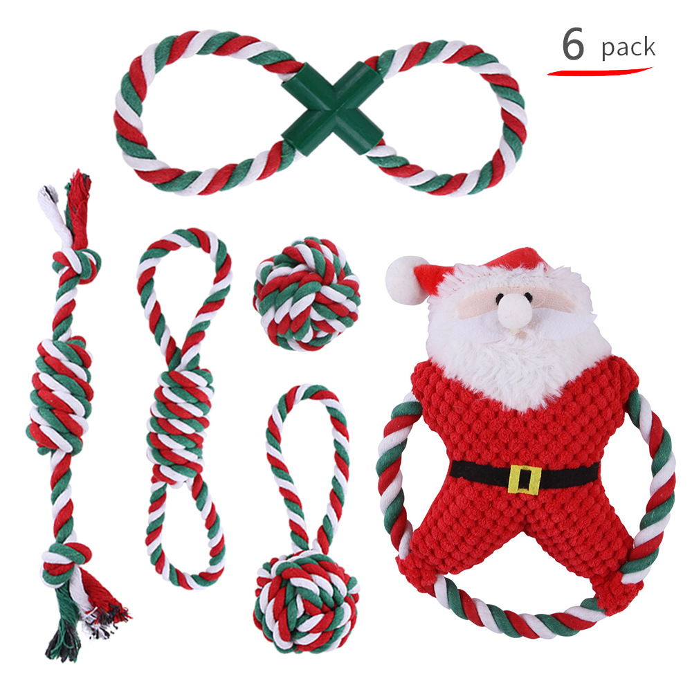 Wholesale Durable Cotton Rope Dog Toys 4 /5 /6 Pack Christmas Gift Set Free Assortment Soft Pet Chew Dog Toys