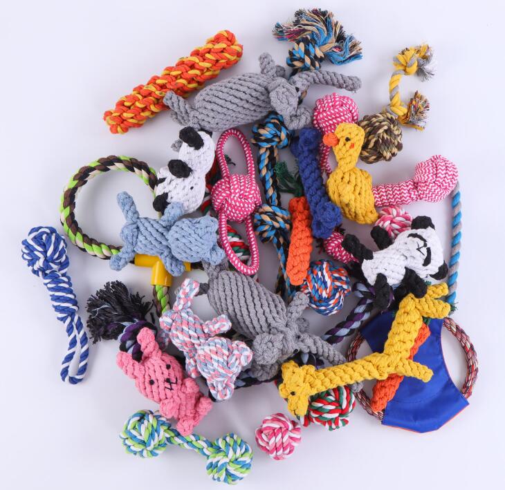 Hot Selling Pet Cartoon Cotton Toys Sets Interactive Dog Toy Chew Training Durable Dog Rope Toy
