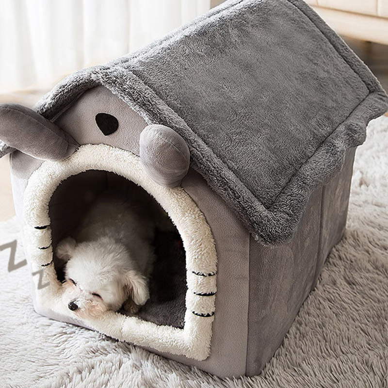 Pet House Tent Indoor Enclosed Warm Plush Sleeping Nest Basket With Removable Cushion Soft Removable And Washable Pet Bed