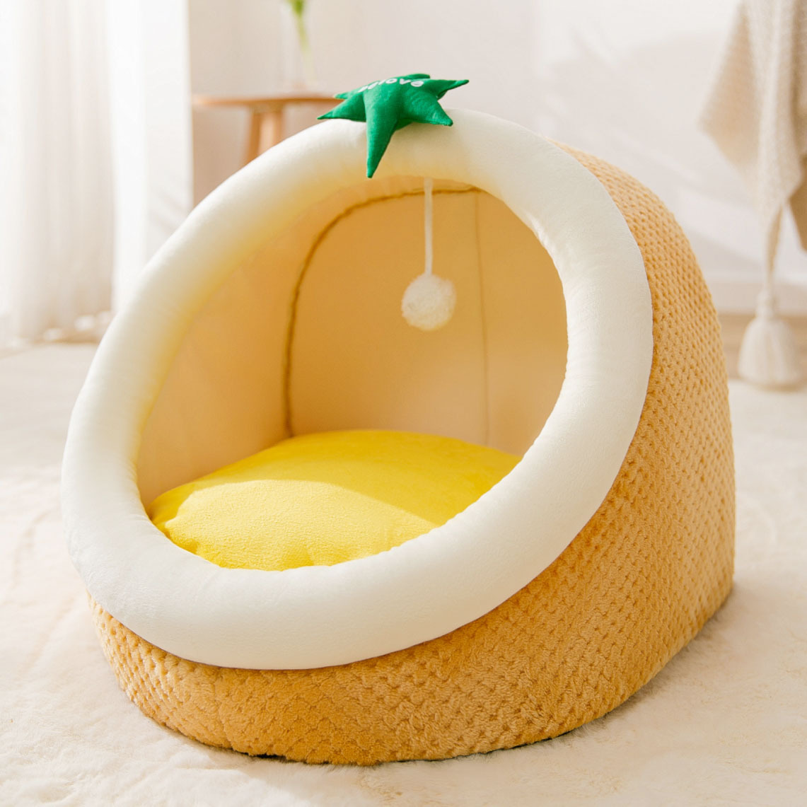 Wholesale Washable Luxury Semi-enclosed Lovely Design Cat Dog Nest Pet House Sleeping Warm Puppy Nest For Pets Winter Use