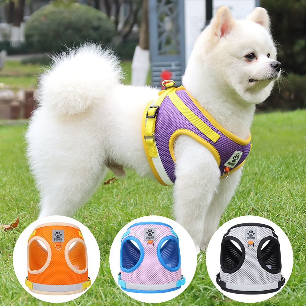 New Trend Pet Supplies Dog Leash Set Polyester Colorful Vest Chest Harness Soft Pet Dog Harness Reflective Pet Harness