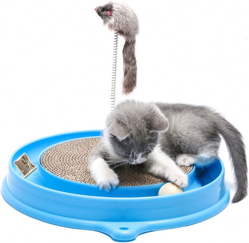 High Density Corrugated Paper Cat Scratcher Multi-purpose Round Play Plate Catnip Interactive Turbo Scratch Board Toy For Cats