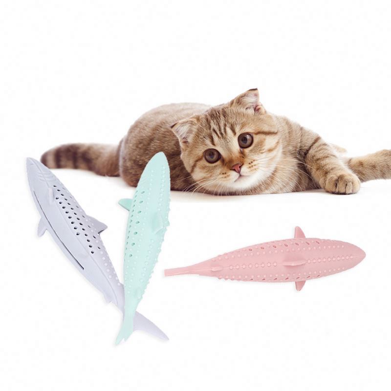 Factory Wholesale Eco Friendly Soft Silicone Interactive Catnip Fish Pet Cat Toy