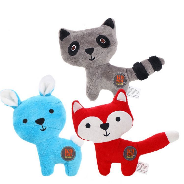 2023 Top Selling Fox Bear Raccoon Chew Squeaky Interactive Training Plush Stuffed Pet Dog Toys