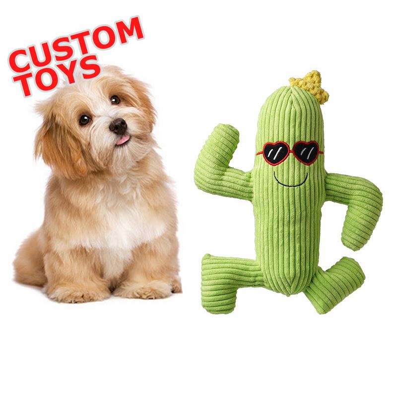 2023 Wholesale Cactus Soft Eco Friendly Durable Interactive Indestructable Squeaky Plush Pet Chew Dog Toys