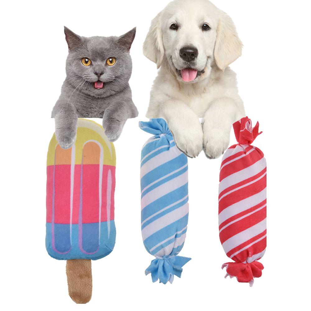 Beejay Hot Sale 2023 New Design Pet Products Candy Ice Cream Stick Durable Stuffed &amp; Plush Plush Dog Puppy Toy Wholesale