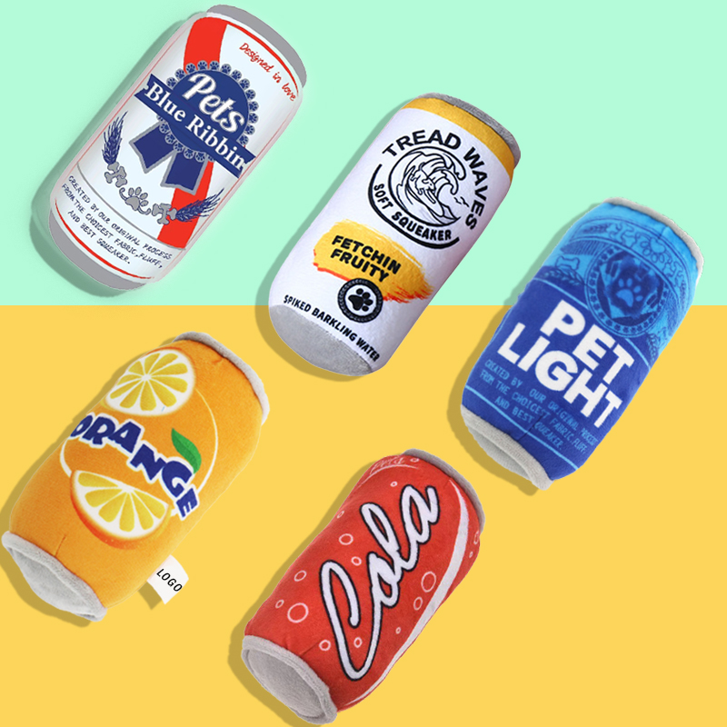 2022 Hot Selling Beejay Custom Stuffed Coco Cola Can Drink Food Toy Pet Chew Toys Plush Dog Interactive Toy Wholesales