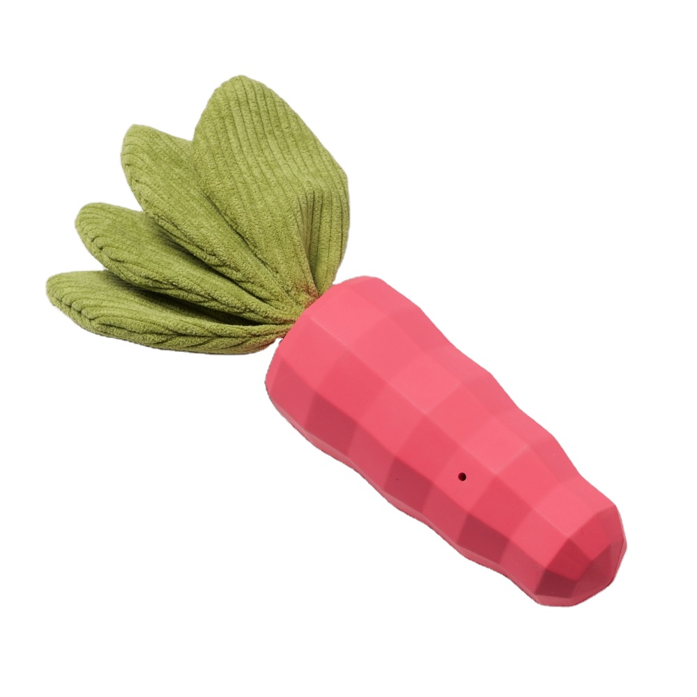 Wholesale New Strong Indestructible Eco Friendly Rubber Cute Carrot Squeaky Plush Pet Dog Chew Toys For Large Dogs Beejay