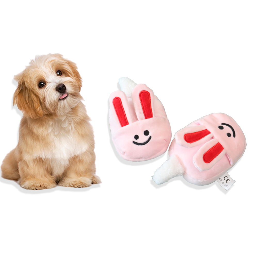 2022 Factory Direct Cute Bunny Slipper Designer Soft Stuffed Squeaky Pet Chew Plush Dog Soft Puppy Toys