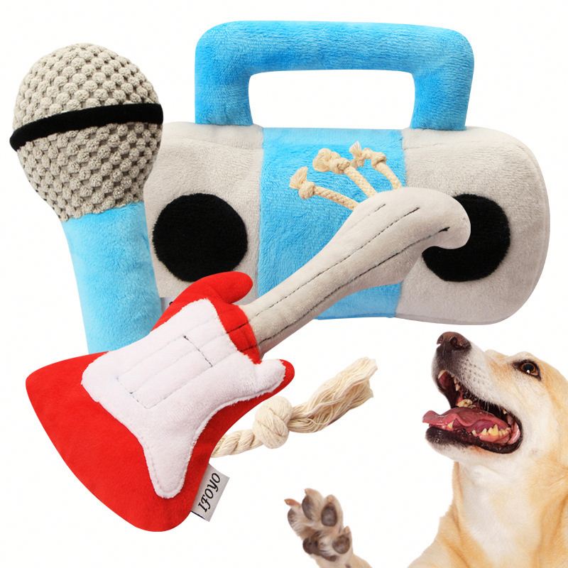 New Bite-resistant Teeth Cleaning Microphone Guitar Speaker Sound Dog Pet Aggressive Chewers Christmas Puppy Toys