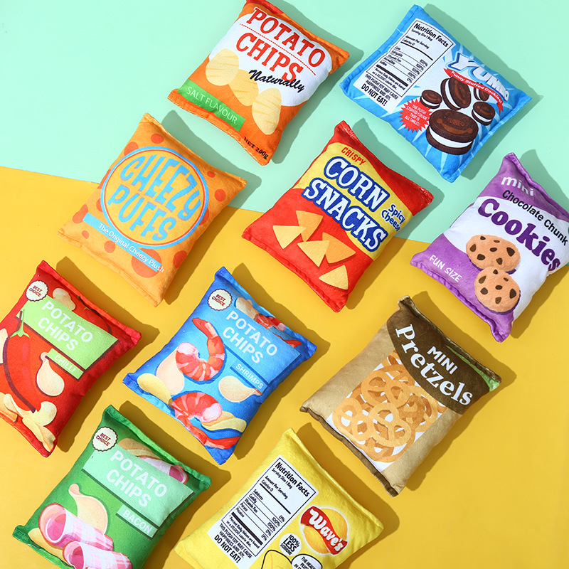 Beejay Custom Stuffed Crisps Cookie Corn Snackes Pretzels Dog Puppy Plush Toy Dog Plush Toy
