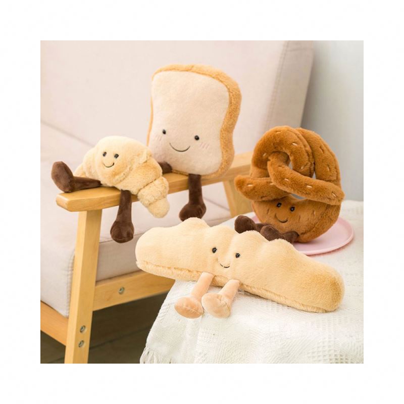 Beejay Professional Manufacture Wholesale New Bread Toast Croissant Pretzel Plush Dog Toy