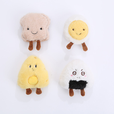 Super Soft Mini Size Chewing Interactive Stuffing Bread Food Cheese Training Squeaky Plush Dog Toys For Puppy