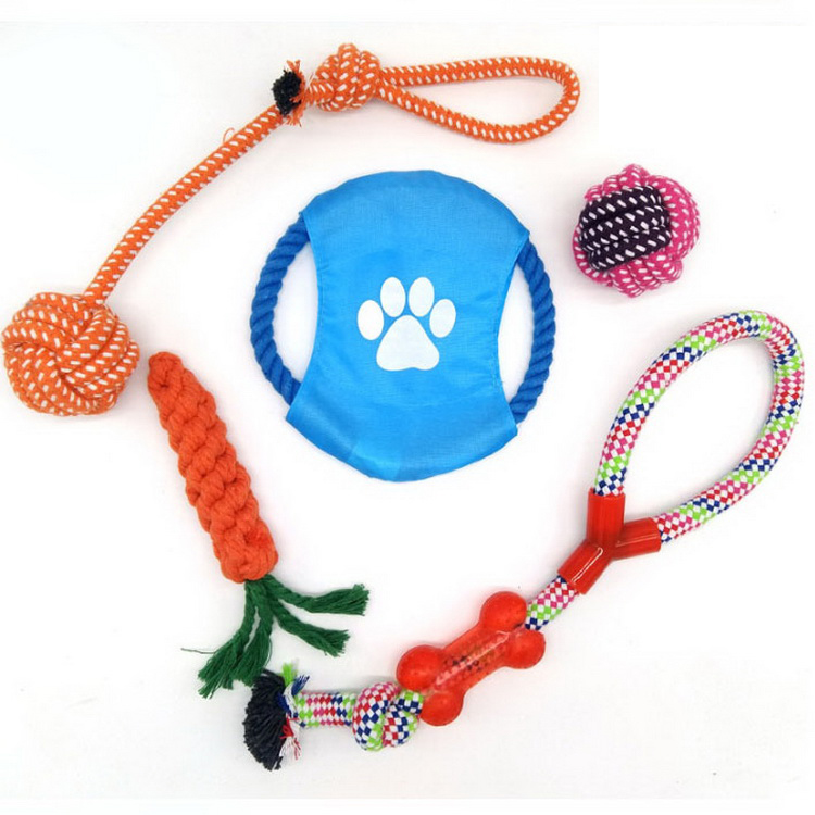 2023 Hot Sale 5pcs Popular High Quality Durable Cotton Rope Toy Pet Dog Chew Molar Teething Rope Dog Toy Box