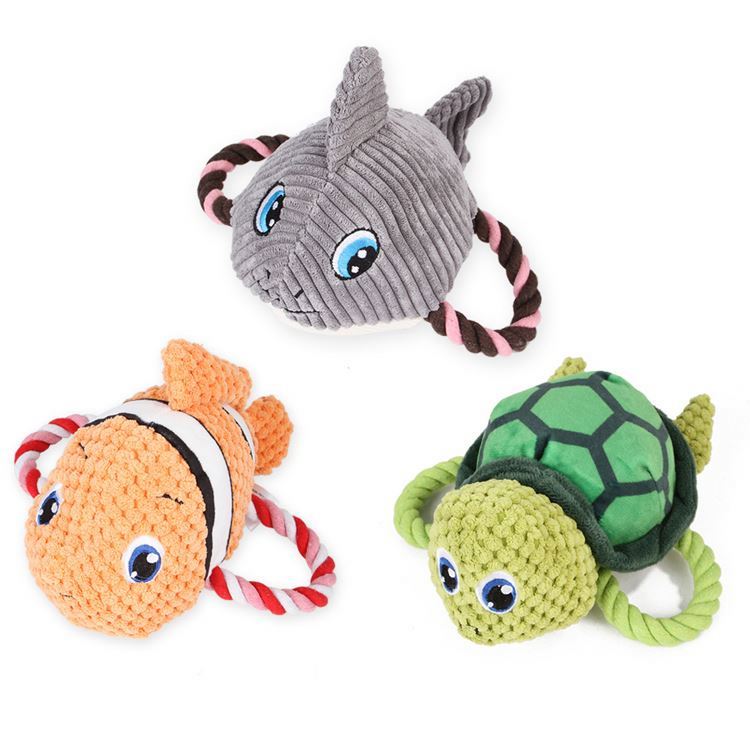 High Quality Bite Resistant Pet Toys Sealife Fish Turtle Shark Pet Toys Beejay