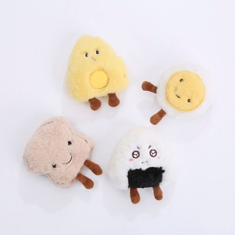 Super Soft Mini Size Chewing Interactive Stuffing Bread Food Cheese Training Squeaky Plush Dog Toys For Puppy