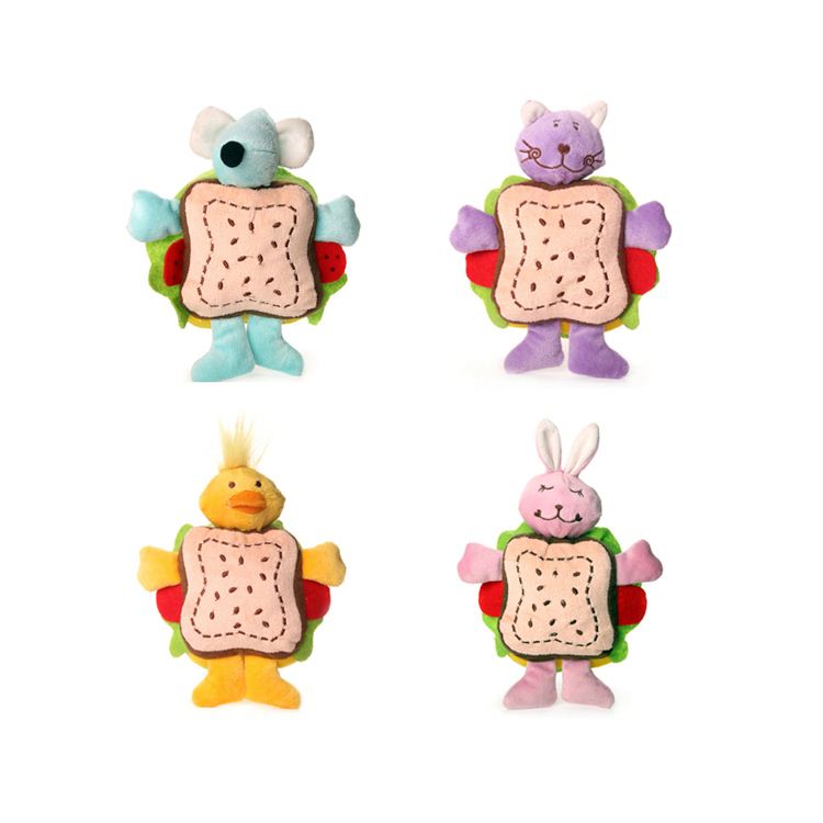 New Design Interactive Pet Toys Dog Chew Plush Toy Sandwich Animal Plush Toys