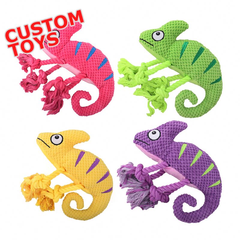 Wholesale 2023 New Cute Soft Interactive Squeaky Chameleon Pet Dog Plush Toys Pet Dog Chew Toys