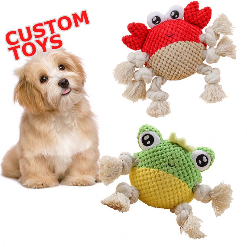 Hot Sale 2023 New Cute Stuffed Animals Crab Soft Squeaky Interactive Rope Pet Chew Dog Plush Toys For Aggressive Chewers