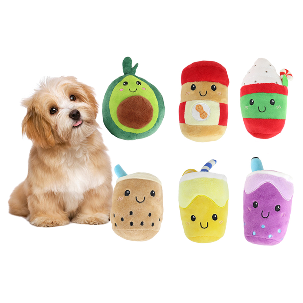 Factory Direct Beejay Custom Eco Friendly Cute Food Shape Squeaky Interactive Puppy Dog Plush Toy Balls Pet Chew Dog Toys
