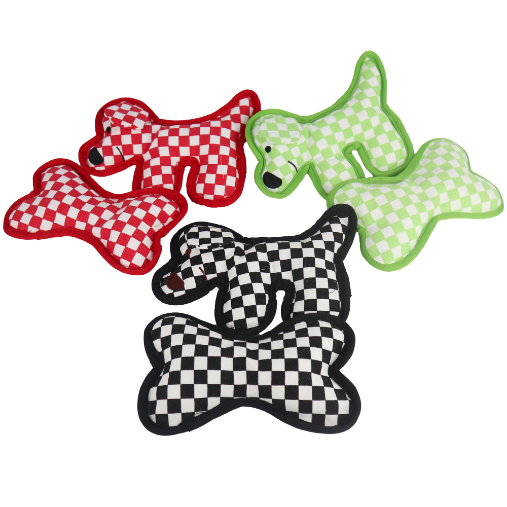 2023 Wholesale Custom Stuffed Designer Checker Board Soft Interactive Canvas Plush Luxury Custom Logo Dog Soft Toys