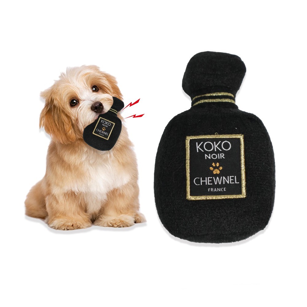 2023 Hot Sale Cute Designer Soft Plush Luxury Perfume Pet Dog Chew Toys Squeaky