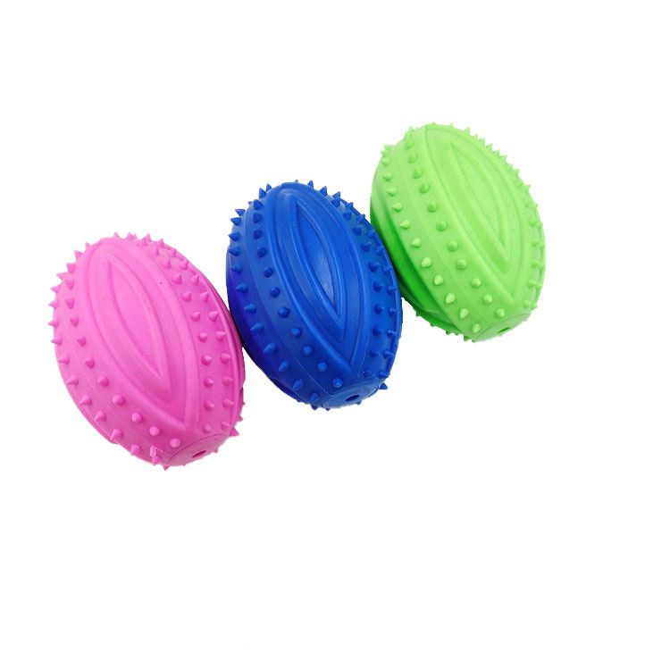 Wholesale Eco-friendly Rubber Tpr Rugby Shape Bite Indestructible Hot-selling Rubber Interactive Dogs Chew Toys Pet Toy