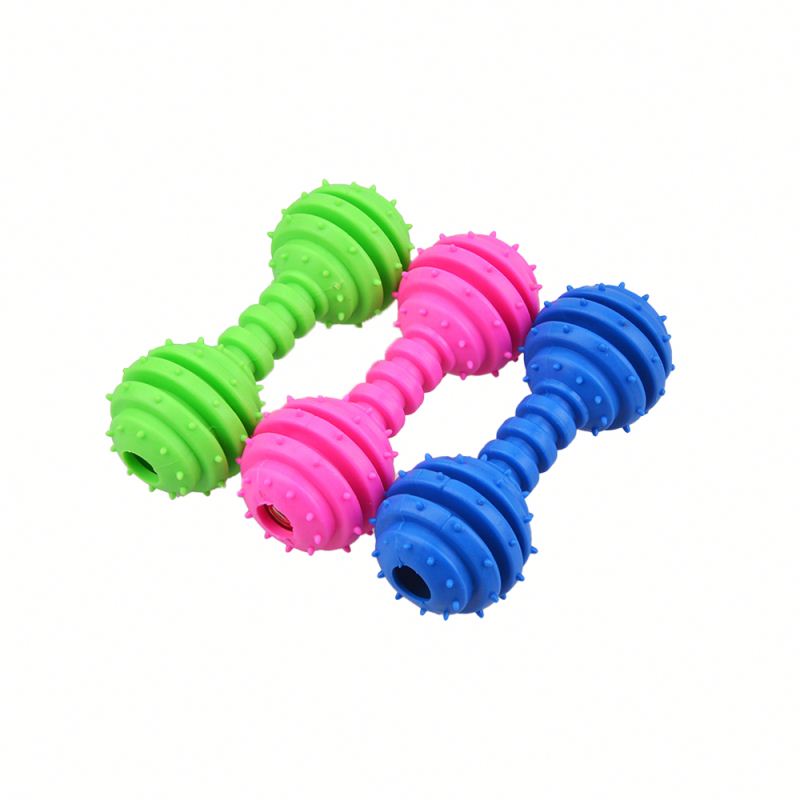 Wholesale Eco-friendly Tpr Barbell Boredom Bite Indestructible Aggressive Chewer Dog Chew Toy Rubber Dog Toys