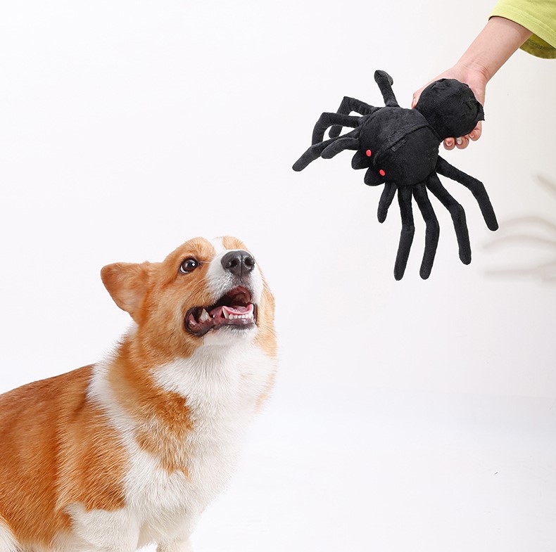 2023 Wholesale New Funny Soft Spider Squeaky Interactive Pet Sniffing Hide And Seek Puzzle Halloween Dog Toys