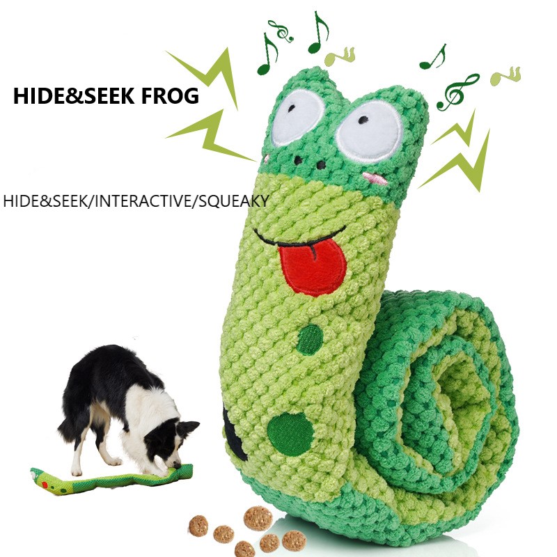Wholesale 2023 Frog Eco Friendly Durable Hide And Seek Indestructable Interactive Squeaky Plush Pet Dog Chew Toys