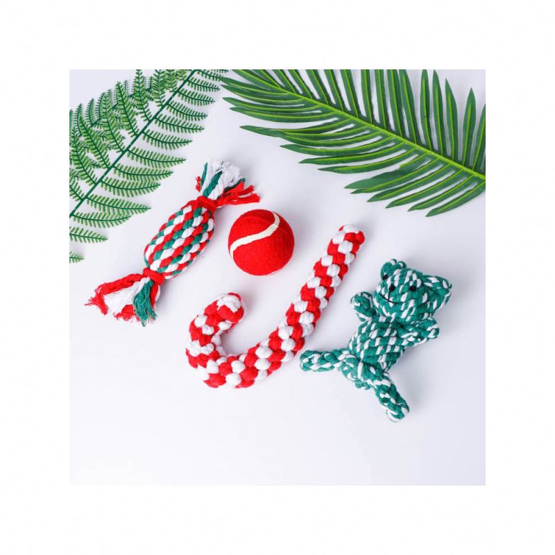 Beejay Puppy Medimu Large Dog Aggressive Chew Tug Toy Cleaning Teeth Training Christmas Cotton Rope Set Dog Toy Box