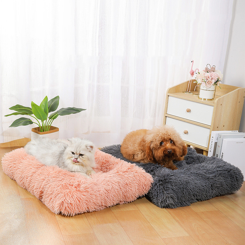 Soft Simple Style Luxury Faux Pp Cotton Long Plush Deep Sleep Pet Dog Bed