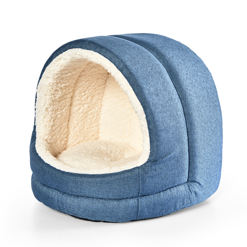 Petstar Imitation Linen Fabric Soft Kitten Cave Puppy Pet Bed With Removable Cushion