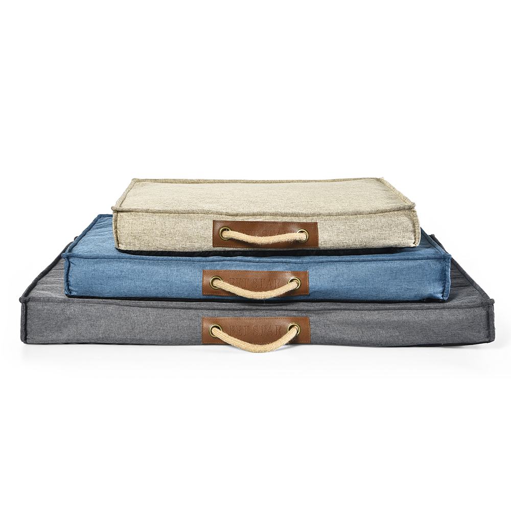 Petstar Easy To Carry High Quality Dog Cushion Bed Imitation Linen Pet Bed