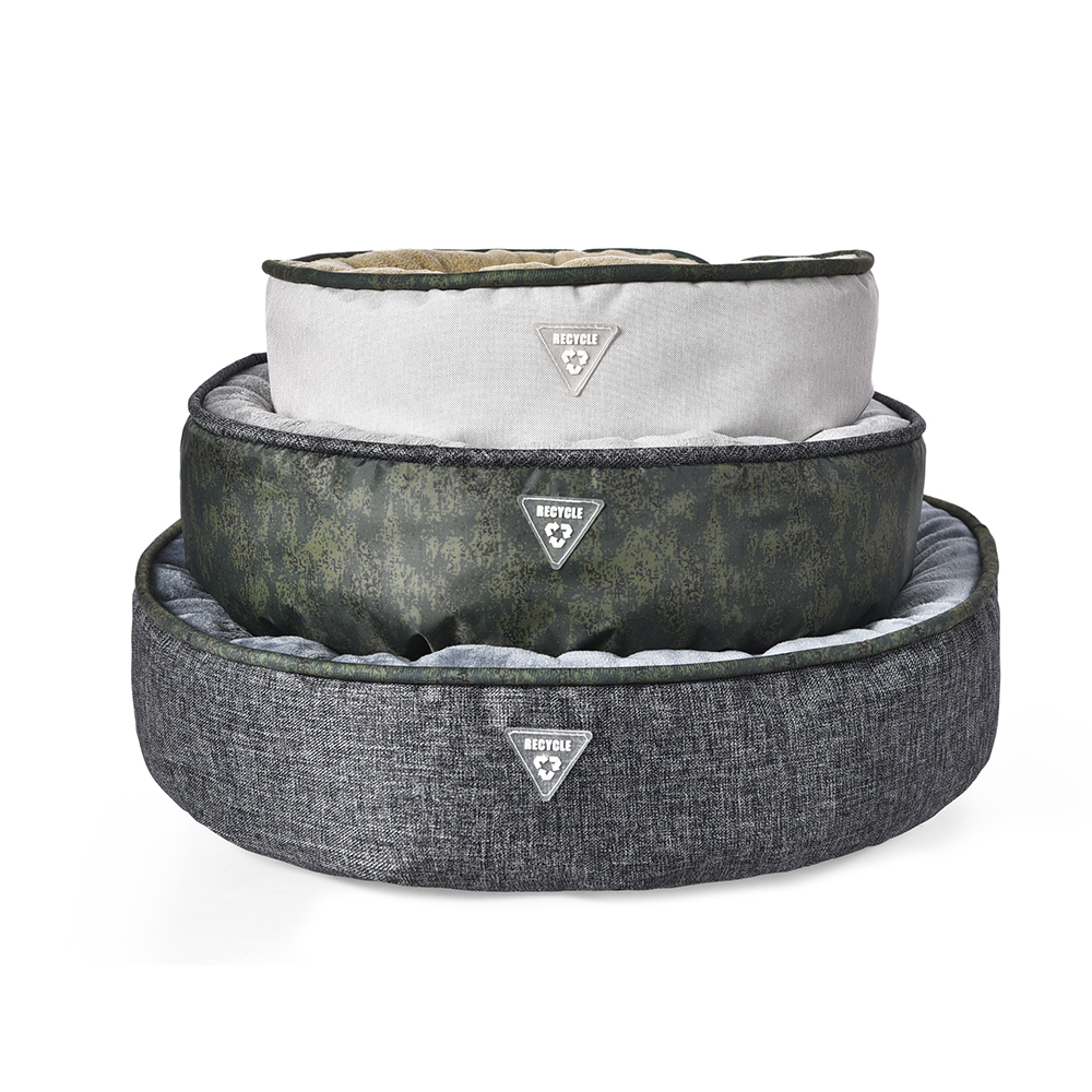 Petstar Custom Logo Recycled Material Round Dog Bed Super Soft Short Plush Pet Bed