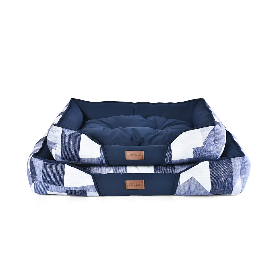Petstar Wholesale Custom Logo Rectangle Printed Dog Beds Luxury Large Pet Bed