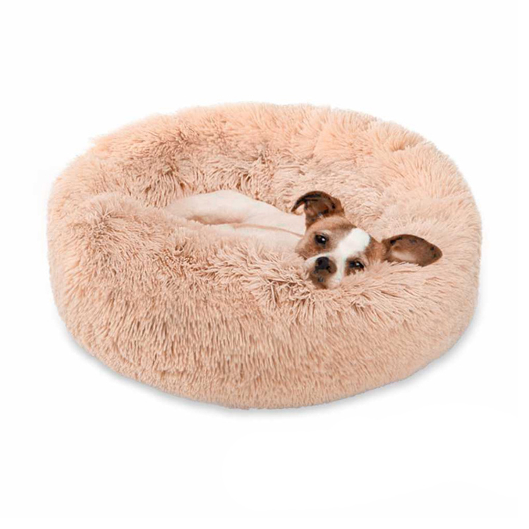 2022 Indoor Dropshipping Wholesale Soft Warm Solid Round Plush Fluffy Pet Bed