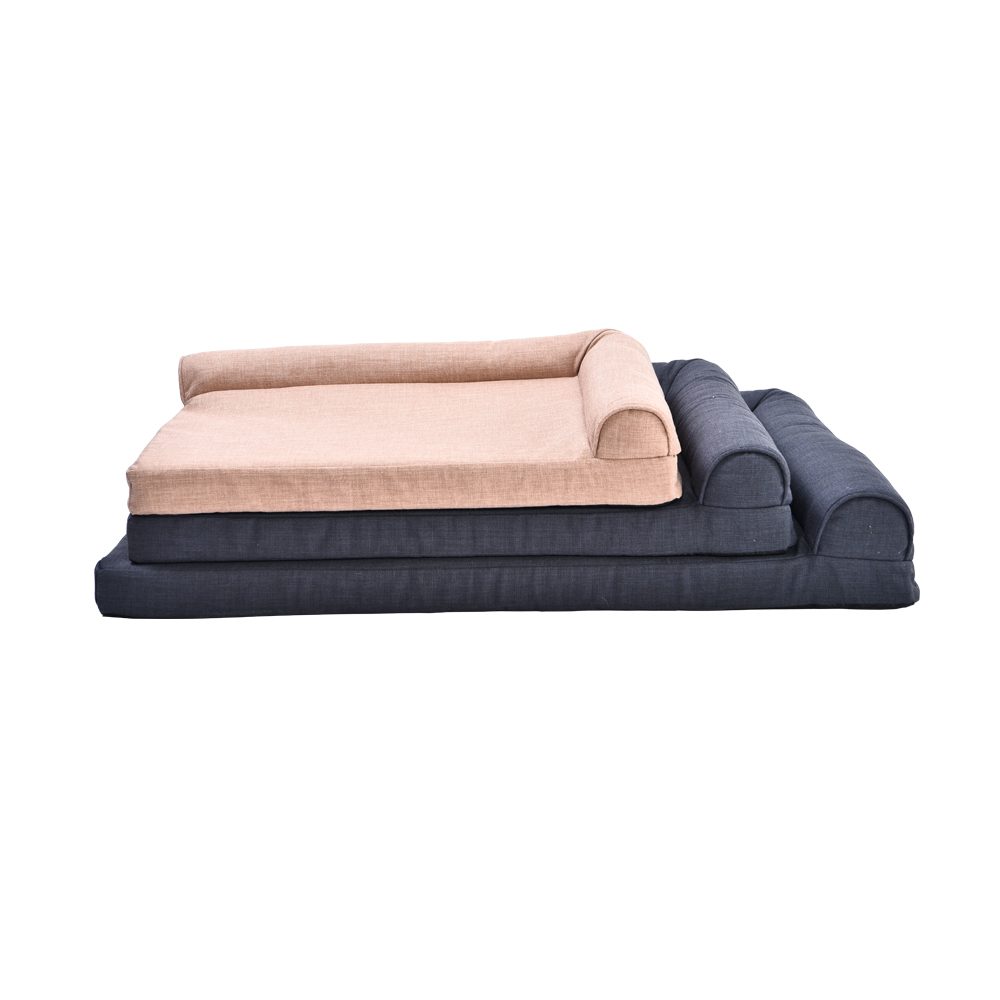 Large Size Machine Washable Imitation Linen Fabric Dog Accessories Sofa Couch Pet Bed