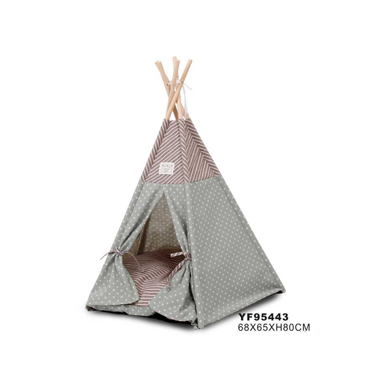 China Wholesale Cheap Oxford Fabric Five Sticks Pet Pet Dog Tent Beds Teepee