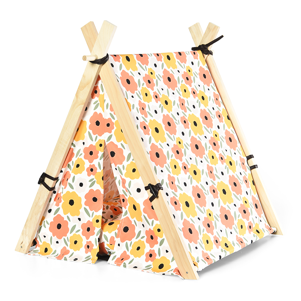 65cm Tall Indoor Cats Dogs Teepee Washable Pet Tent With Stabilizer