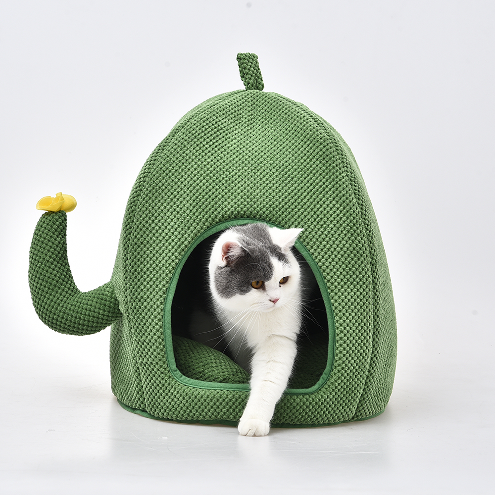 Cactus Series Cute Comfortable Cat Cave House Indoor Pet Cave Bed With Removable Cushion