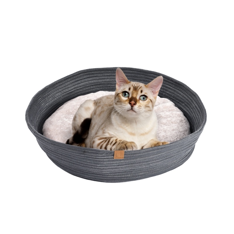 Hot Selling Luxury Comfortable Custom Handmade Braided Round Cat Basket Bed Dog Soft Bed