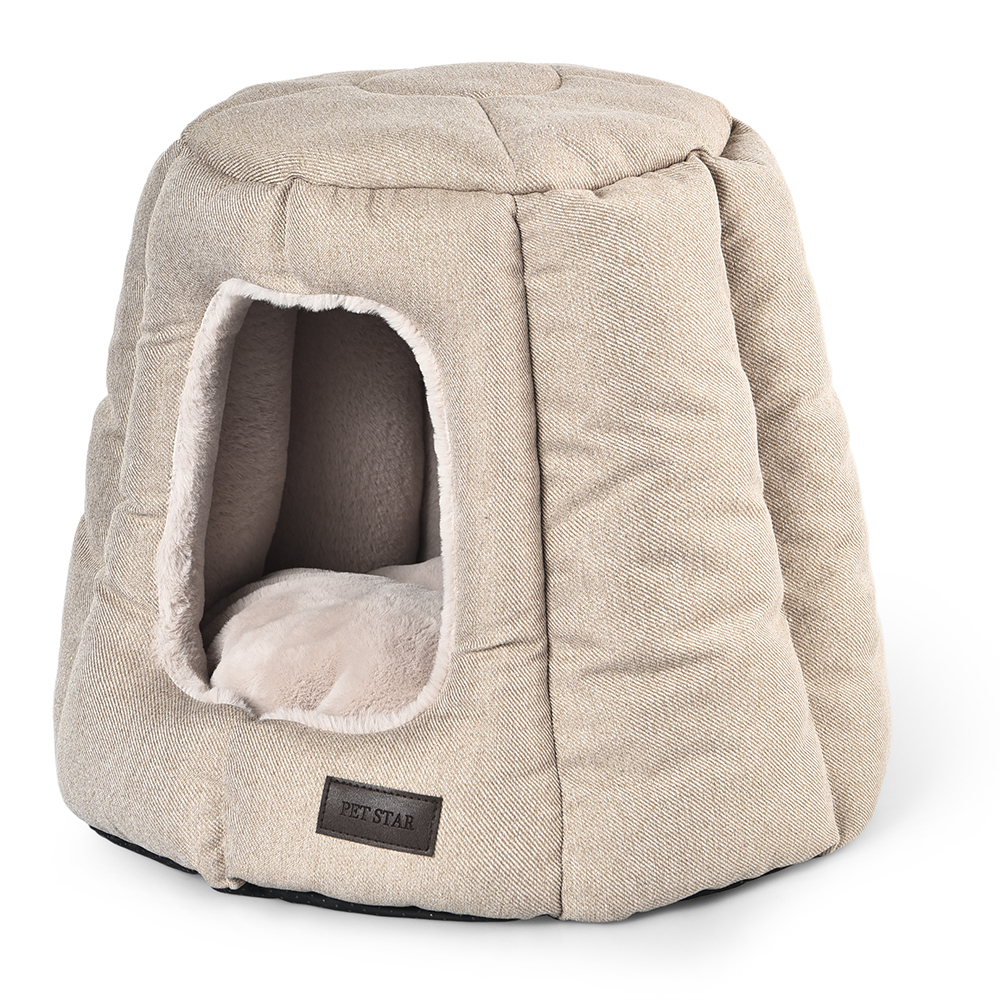 Cold Weather Super Warm Cave Shape Cat Bed With Removable Cushion