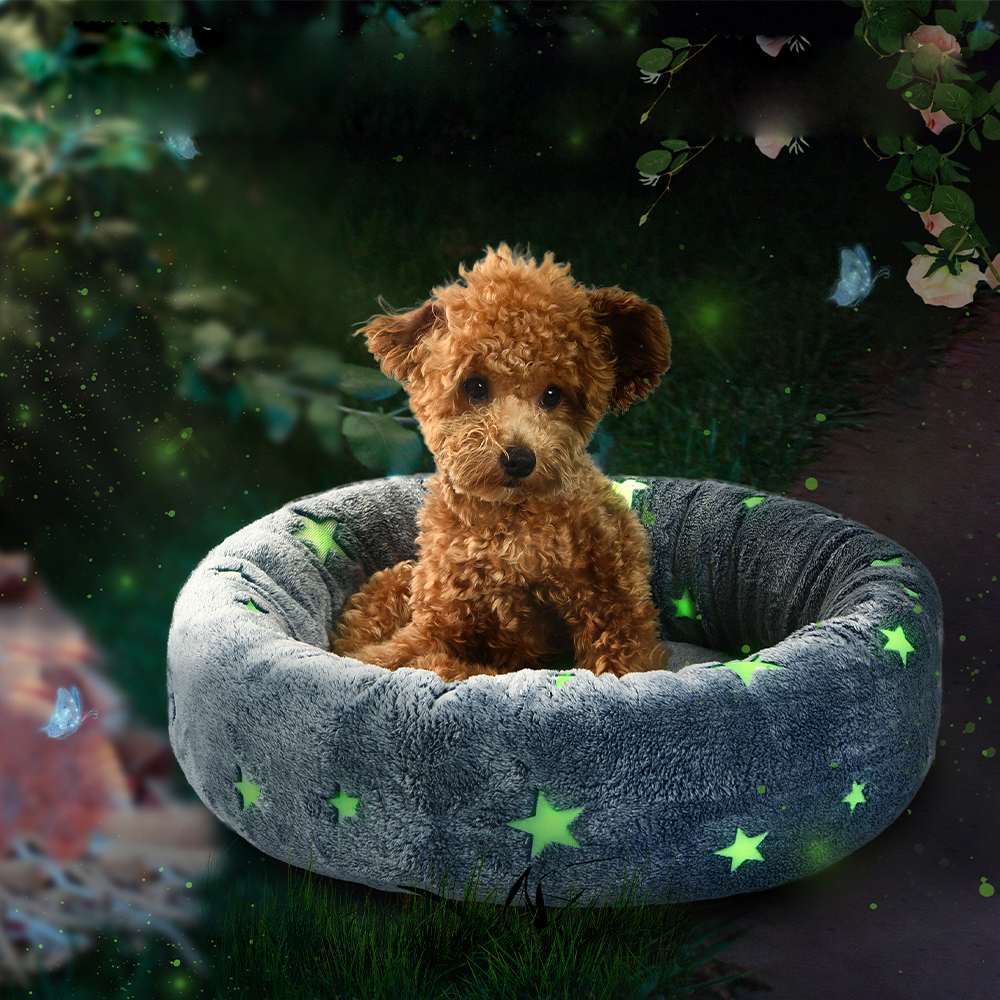 Glow In The Dark Removable Cover Machine Washable Short Plush Pet Cat Dog Cuddle Bed