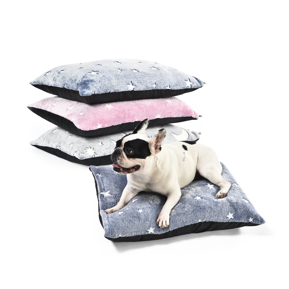 Glow In The Dark Zipper Design Removable Cover Flannel Fabric Soft Pet Dog Pillow Bed