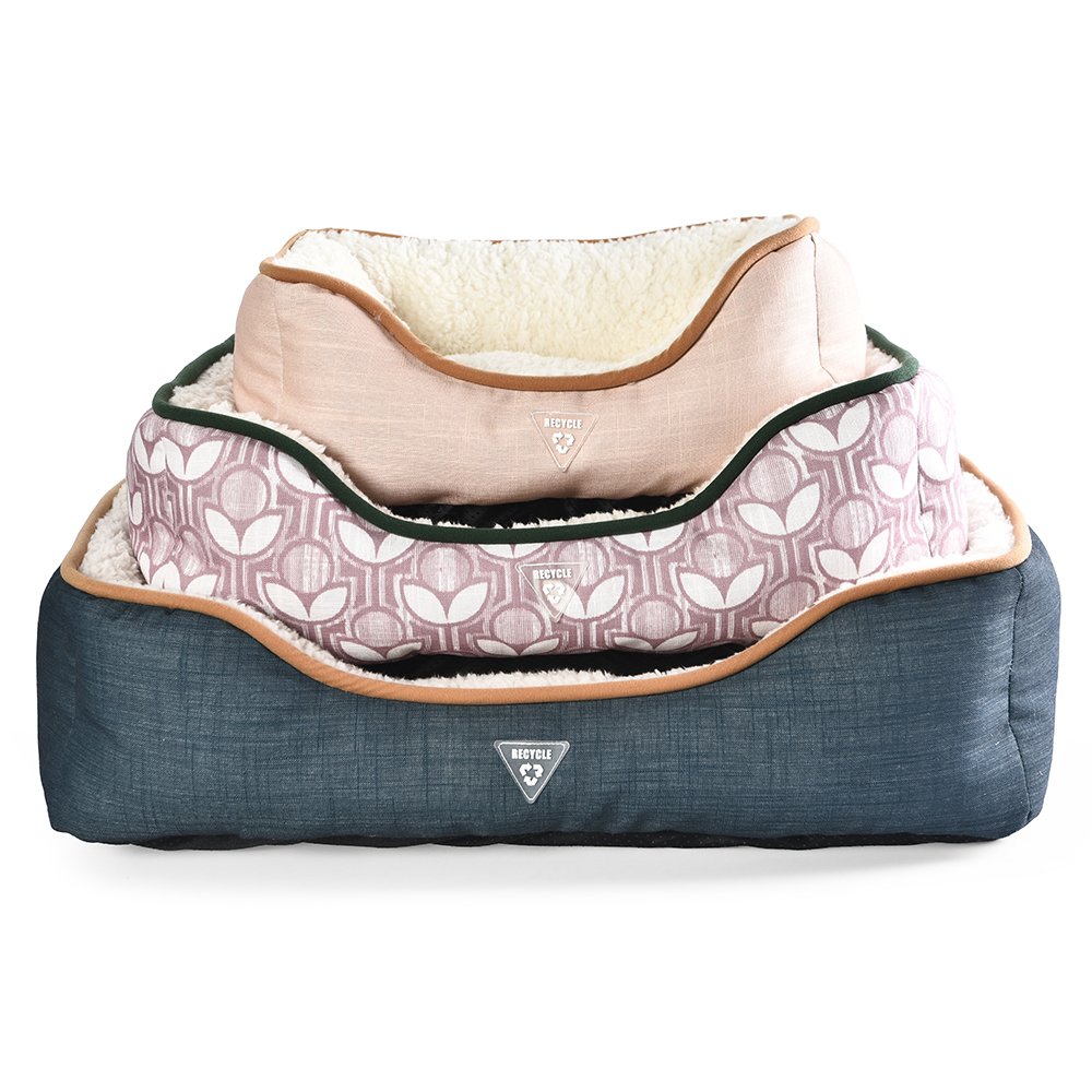 Eco Friendly Recycle Luxury Rectangle Pet Bed Floral Print Large Cat Dog Bed