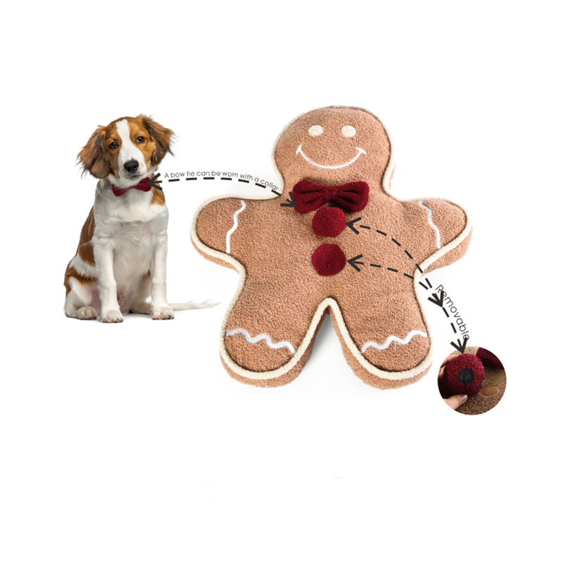 Luxury Gingerbread Man Shape Christmas Pet Cat Bed Lovely Puppy Cute Pet Dog Cat Bed With Collar Bowknot