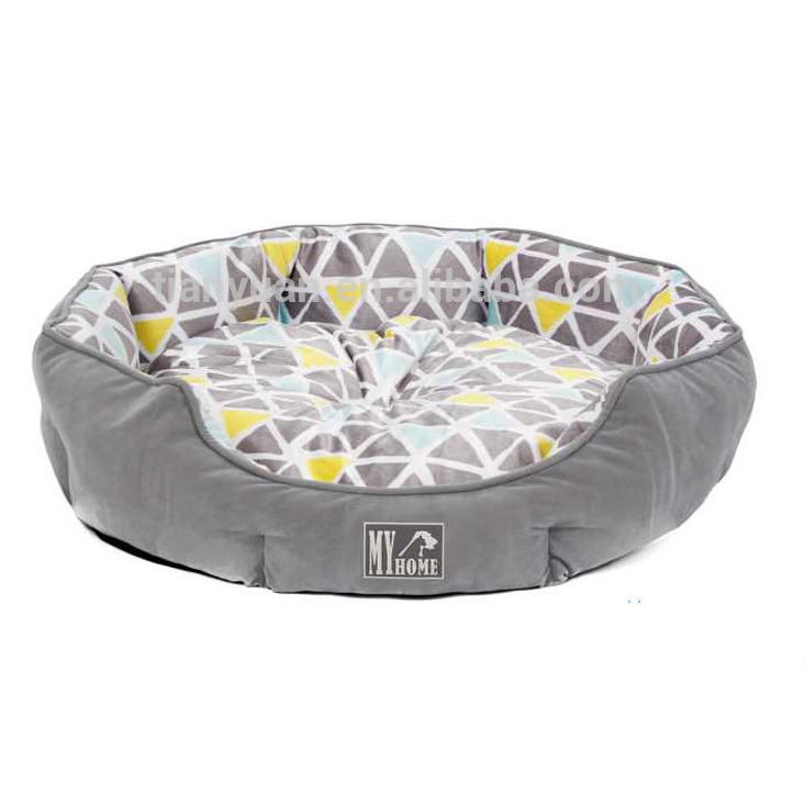 High Quality Linen Fabric/fleece/cotton/plush/oxford Breathable Fabric Round Pet Dog Bed