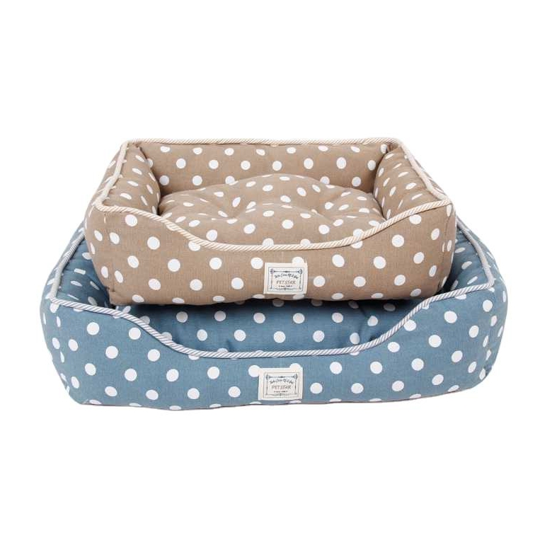 Linen Fabric Fleece Cotton Plush Oxford Warm Good Quality Dot Pattern Pet Beds For Sleep