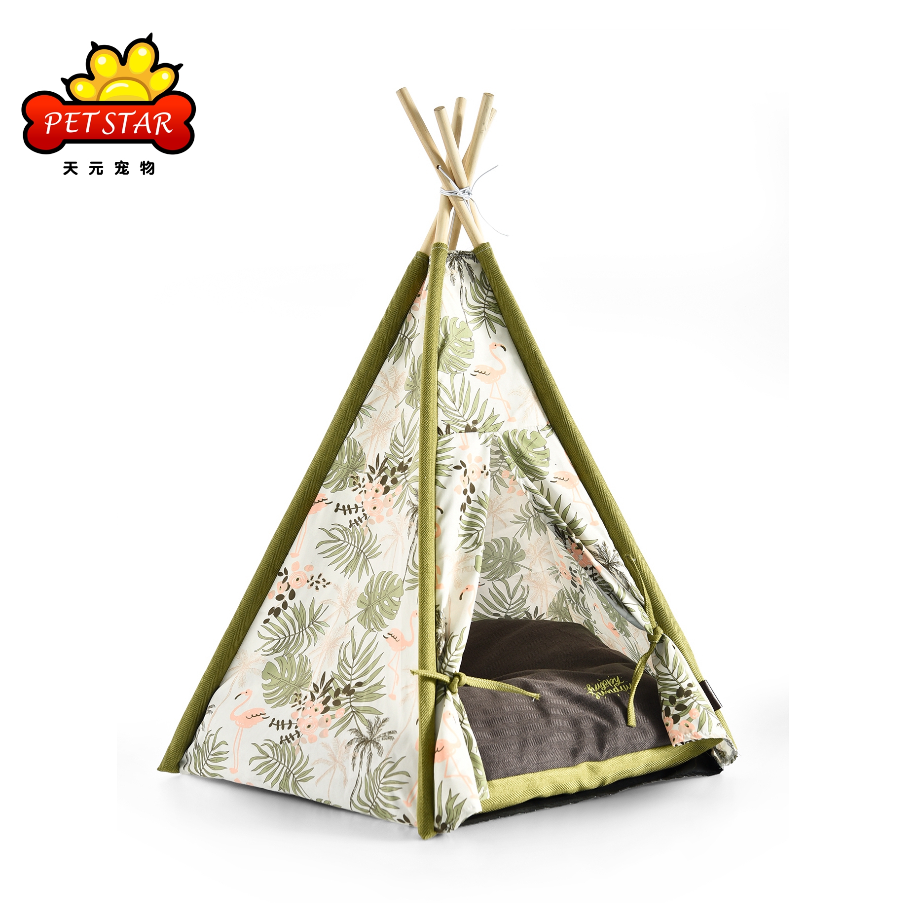 Petstar Green Yarn-dyed Fabric Foldable Designer Luxury Cat Tent Bed